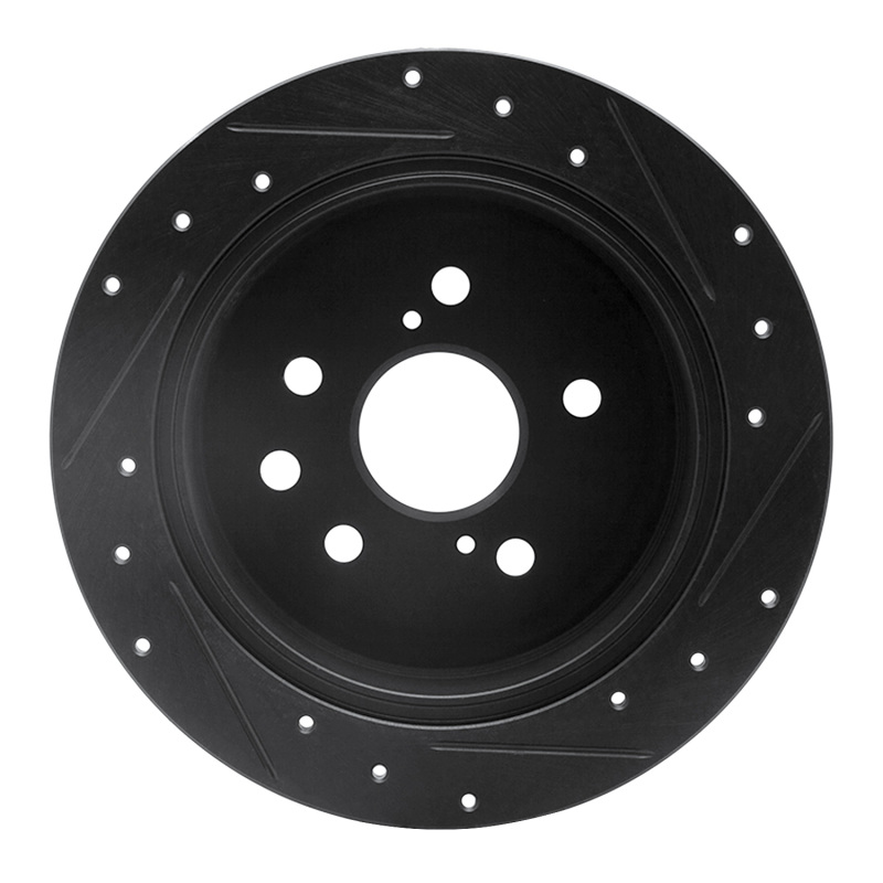 Lexus IS250 Brake Rotor (1) - Rear Left - R1 Concepts - Drilled & Slotted - Black - `06-`15